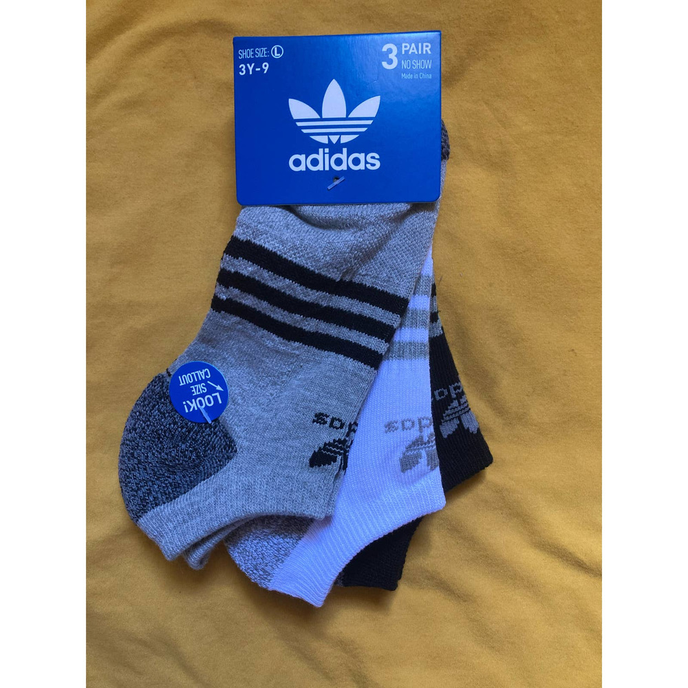 Adidas Roller  No-Show  Socks 3 Pairs  Youth (kids)Originals  Size Large